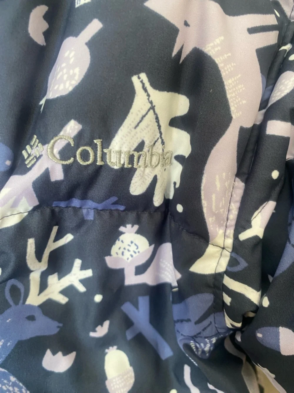 Columbia Navy & Lavender Infant Hooded Snowsuit with Woodland Print